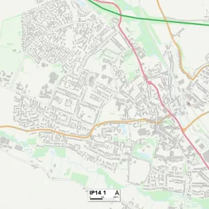 Mid Suffolk IP14 1 Postcode Sector Print Map Mid Suffolk IP14 1 Postcode Sector Print Map