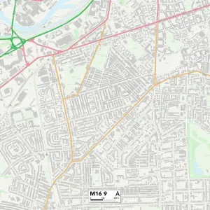 Trafford M16 9 Postcode Sector Print Map Trafford M16 9 Postcode Sector Print Map