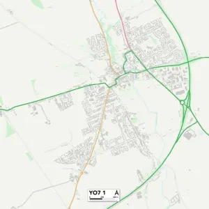 North Yorkshire YO7 1 Postcode Sector Print Map North Yorkshire YO7 1 Postcode Sector Print Map