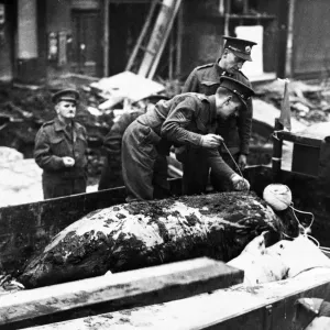 Bomb Disposal Squad Measuring Time Delayed Bomb Print 1940 Bomb Disposal Squad Measuring Time Delayed Bomb Print 1940