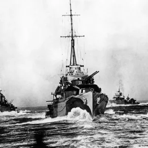 British Destroyers at Exercise, circa October 1940 Print British Destroyers at Exercise, circa October 1940 Print