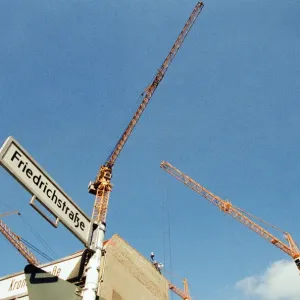 Construction Cranes over Berlin Skyline Print, 7th April 1995 Construction Cranes over Berlin Skyline Print, 7th April 1995