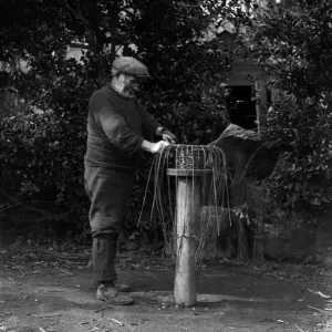 Crab Pot Making at Penberth, Cornwall Print 1923 Crab Pot Making at Penberth, Cornwall Print 1923