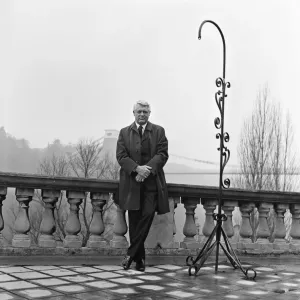 Black and white print of Cary Grant standing on the banks of Avon Gorge