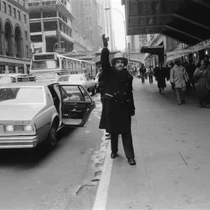 A Doorman Hailing a Cab in New York Print A Doorman Hailing a Cab in New York Print