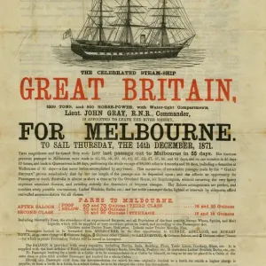 Print of Sailing Poster for SS Great Britain's 1871 Voyage Print of Sailing Poster for SS Great Britain's 1871 Voyage