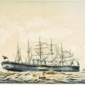 SS Great Eastern Print: A coloured depiction of the ship at sea