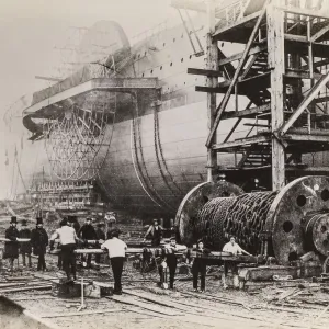 Print of the SS Great Eastern under construction
