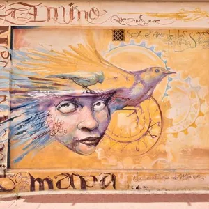 El arte urbano, grafiti, mural, obra de arte, Los Alcázares, Menor, región autónoma de Murcia España.