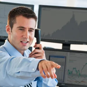Trader on phone print Trader on phone print