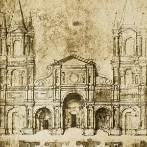 Project for the facade of a church, drawing by Raphael, Graphische Sammlung Albertina, Vienna