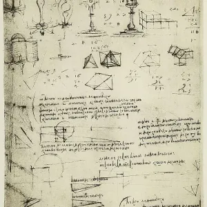 Leonardo da Vincis Notizen zur Physik und Geometrie, Codex Arundel 263, Blatt 283v. Leonardo da Vincis Notizen zur Physik und Geometrie, Codex Arundel 263, Blatt 283v.