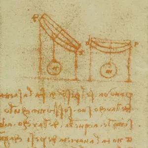 Studio für Physik mit Gewichten; Seite aus dem Codex Forster III, c.4r Studio für Physik mit Gewichten; Seite aus dem Codex Forster III, c.4r