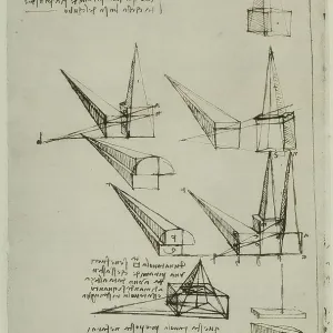 Studies on geometry with cubes and pyramids, written by Leonardo da Vinci, part of the Arundel Codex 263, c.182v, housed in the British Museum of London Studies on geometry with cubes and pyramids, written by Leonardo da Vinci, part of the Arundel Codex 263, c.182v, housed in the British Museum of London