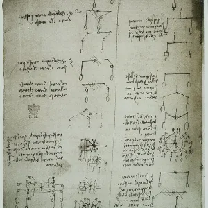 Study on balance instruments, weights and levers, written by Leonardo da Vinci, part of the Arundel Codex 263, c.194v, housed in the British Museum of London Study on balance instruments, weights and levers, written by Leonardo da Vinci, part of the Arundel Codex 263, c.194v, housed in the British Museum of London