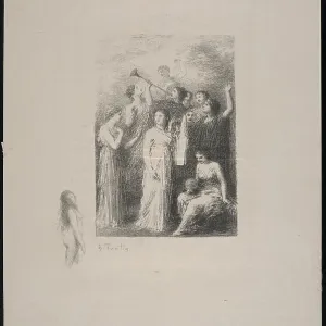 Frontispiece Print of Blind Woman with Greek Goddesses and Muses