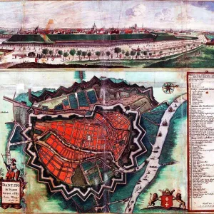 Map of Danzig Fortifications Print 1687
