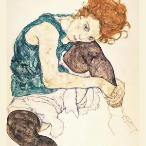 Egon Schiele Seated Woman with Bent Knee Print Egon Schiele Seated Woman with Bent Knee Print