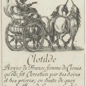 Print of a playing card with Clothilde in a carriage Print of a playing card with Clothilde in a carriage