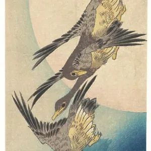 Wild Geese Flying under the Full Moon Print Wild Geese Flying under the Full Moon Print