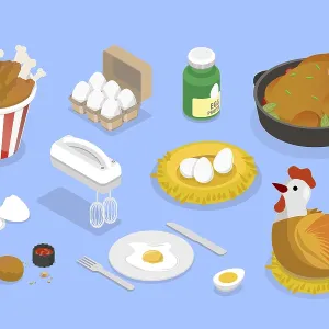 3D Isometric Print of Chicken Products 3D Isometric Print of Chicken Products
