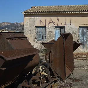 Abandoned Graffiti-Covered Building Print, Milos, Greece