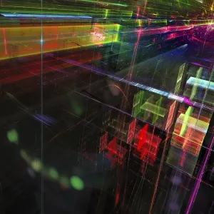 Abstrakte farbenfrohe Technologie-Hintergrund - computer-generierte 3D-Illustration. Abstrakte farbenfrohe Technologie-Hintergrund - computer-generierte 3D-Illustration.