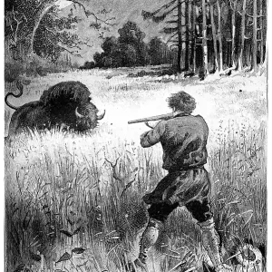 Vintage Print of The Beast Returns, Jules Verne Illustration Vintage Print of The Beast Returns, Jules Verne Illustration