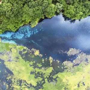 Top Down Print of The Blue Eye from a Drone, Muzine, Albania Top Down Print of The Blue Eye from a Drone, Muzine, Albania