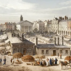 West End Covent Garden Market Print, 1820 London West End Covent Garden Market Print, 1820 London