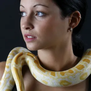 Albino Woman with Indian Python Print Albino Woman with Indian Python Print