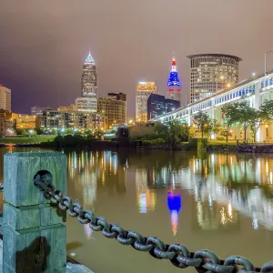Cleveland Downtown Twilight Blue Hour Print Cleveland Downtown Twilight Blue Hour Print
