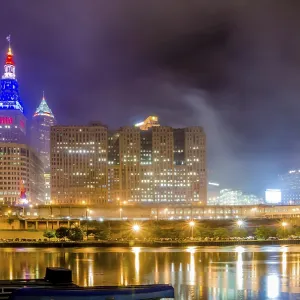 Cleveland Downtown Twilight Blue Hour Print Cleveland Downtown Twilight Blue Hour Print