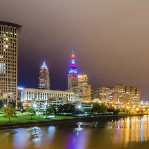 Cleveland Downtown Twilight Blue Hour Print Cleveland Downtown Twilight Blue Hour Print