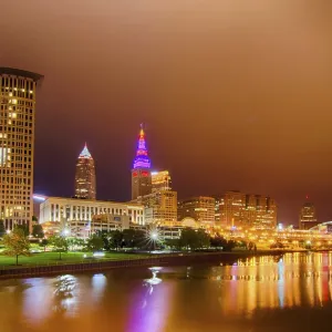 Cleveland Downtown at Night Print Cleveland Downtown at Night Print