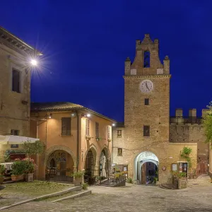 Gradara Clock Tower and Restaurant Print, Italy Gradara Clock Tower and Restaurant Print, Italy