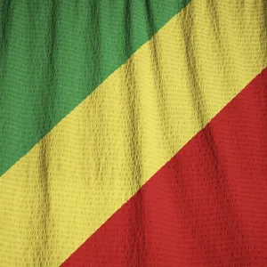 Closeup of Ruffled Republic of the Congo Flag Print Closeup of Ruffled Republic of the Congo Flag Print