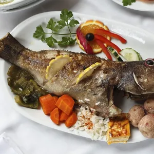 Print of Cod with Vegetables, Bernegal Restaurant, La Palma Print of Cod with Vegetables, Bernegal Restaurant, La Palma