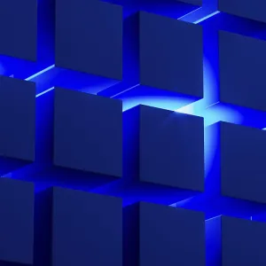 Estructuras de Cubo: Un Arreglo Geométrico Atractivo Iluminado por Luz Azul