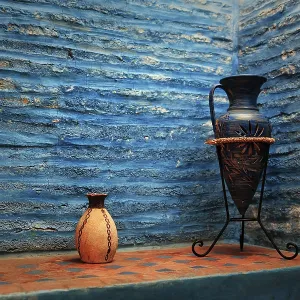 Two Decorative Jugs Print, Palais Didi Hotel Bathroom