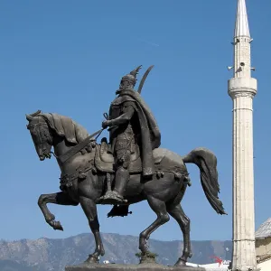 Equestrian Statue of Skanderbeg Print, Tirana, Albania Equestrian Statue of Skanderbeg Print, Tirana, Albania