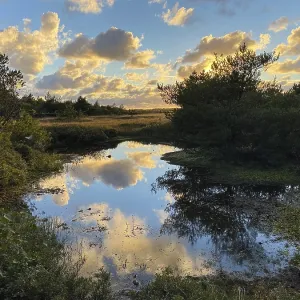 Nuages du soir réfléchis dans un petit lac. Nuages du soir réfléchis dans un petit lac.