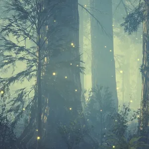Fantasy Firefly Lights Print in Enchanted Forest Fantasy Firefly Lights Print in Enchanted Forest