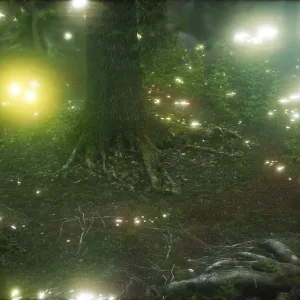 Firefly in Flight Print - Green Forest Scene Firefly in Flight Print - Green Forest Scene