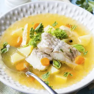 Print of Fish Soup with Cod and Vegetables Print of Fish Soup with Cod and Vegetables