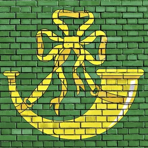 Flag of Huntingdonshire Print on Brick Wall Flag of Huntingdonshire Print on Brick Wall