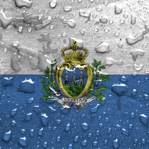 Flag of San Marino with Rain Drops Print Flag of San Marino with Rain Drops Print