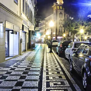 Funchal Town at Night Print, Madeira Island, Portugal Funchal Town at Night Print, Madeira Island, Portugal