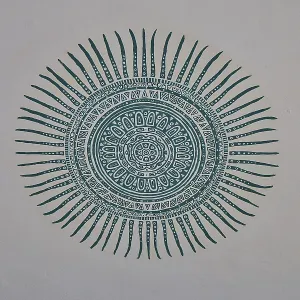 Geometric Green Mandala Print on Light Background