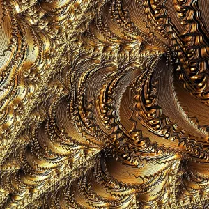 Golden Fractal Print - Abstract Metallic Background